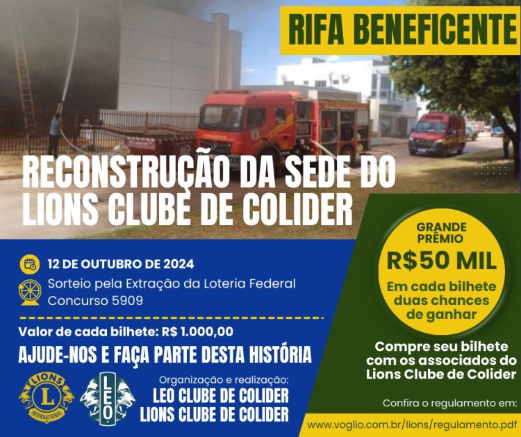 Lions Clube de Colíder promove ação solidária para reconstruir sede destruída em incêndio