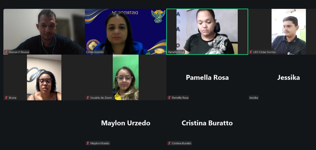 DG Cintia faz visita oficial virtual ao Lions Clube Cuiabá Rede do Bem