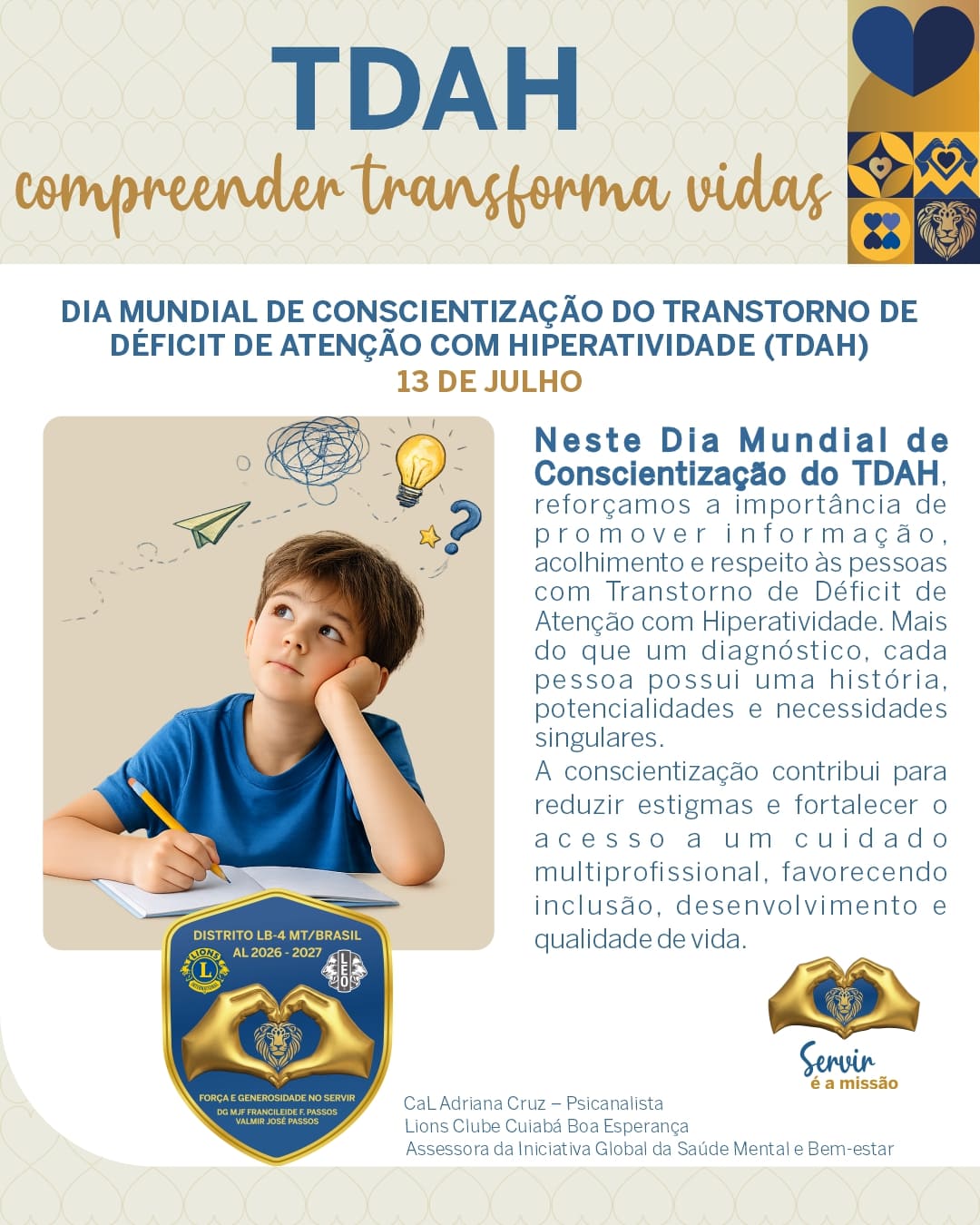 13 de julho: o TDAH para além do disgnóstico – escuta, acolhimento e singularidade